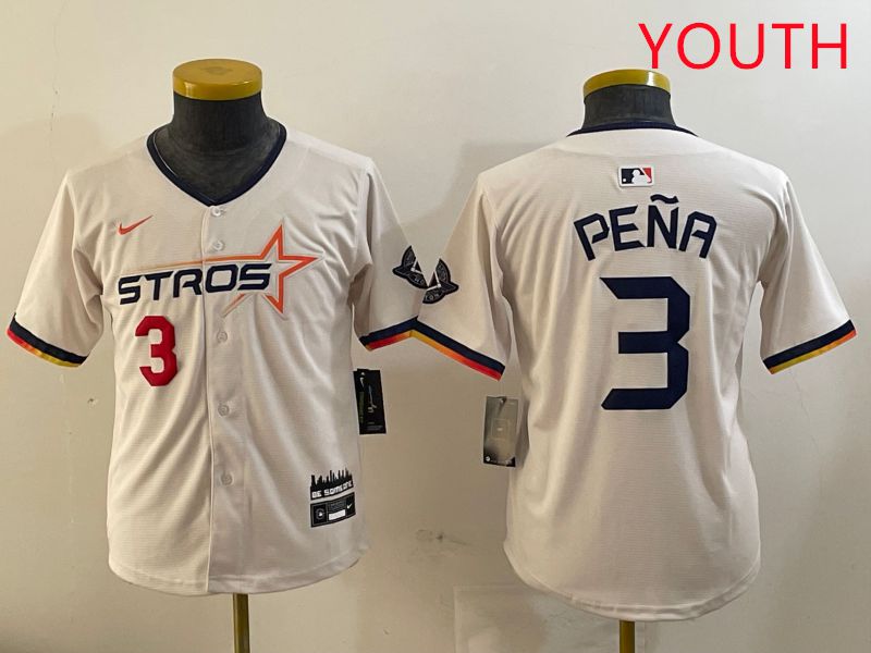 Youth Houston Astros 3 Pena Cream Three generations Joint Name 2025 Nike MLB Jersey style 4118